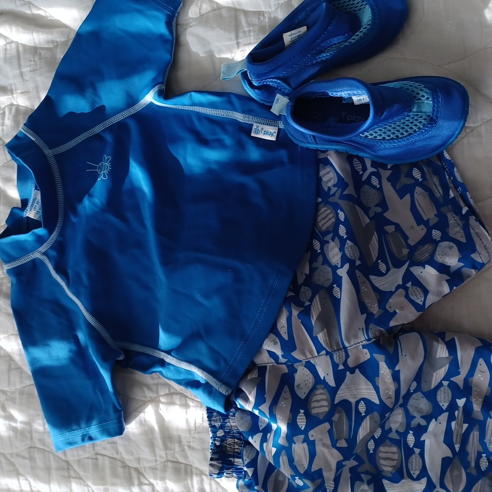 iplay by green sprouts baby boy swim set, 18 mos